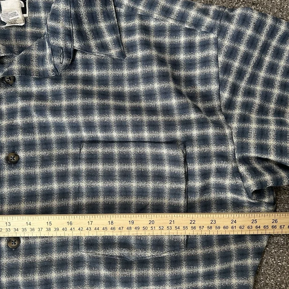 North Face Button-Up Shirt Short Sleeve Fishing Outdoor Teal Plaid  - Men's XXL - Picture 8 of 8